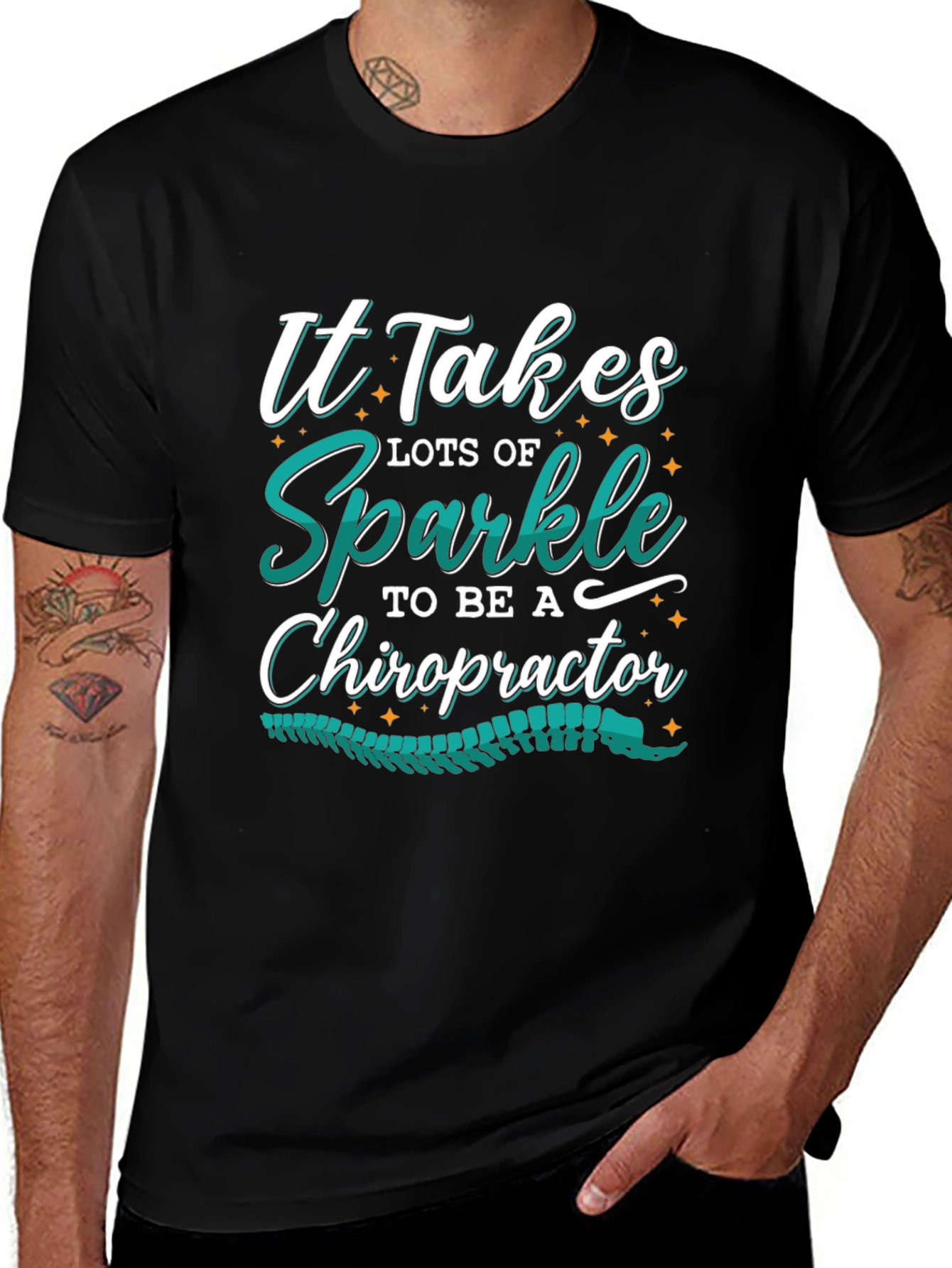 Sparkle Chiropractor T-Shirt - Black Graphic Tee