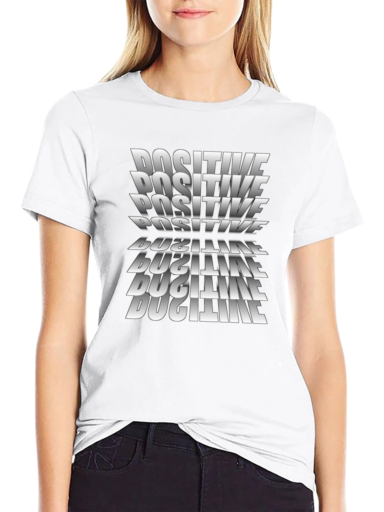 Positive Graphic Print Black T-Shirt