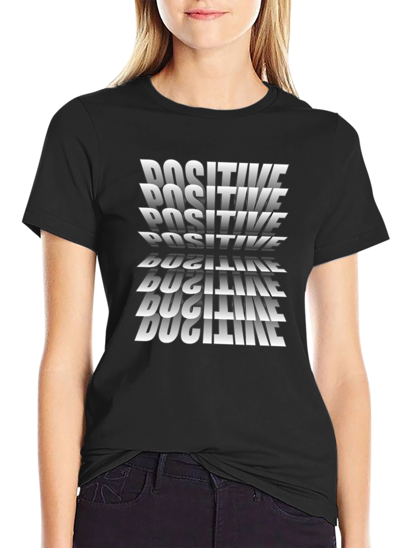 Positive Graphic Print Black T-Shirt