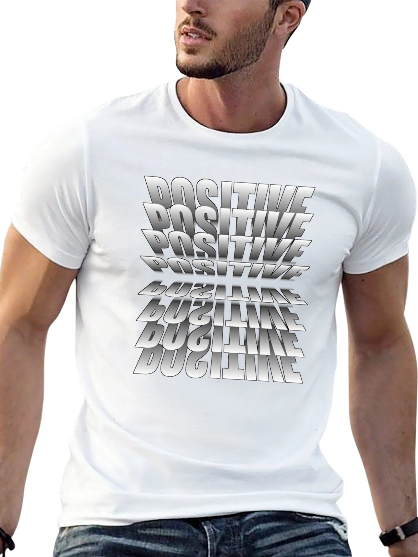 Positive Graphic Print Black T-Shirt