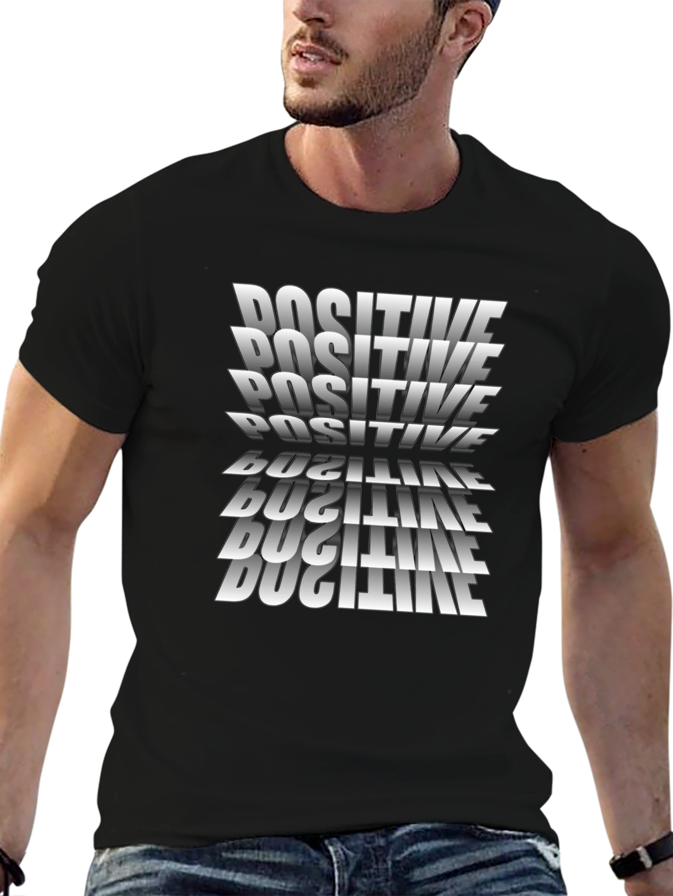 Positive Graphic Print Black T-Shirt