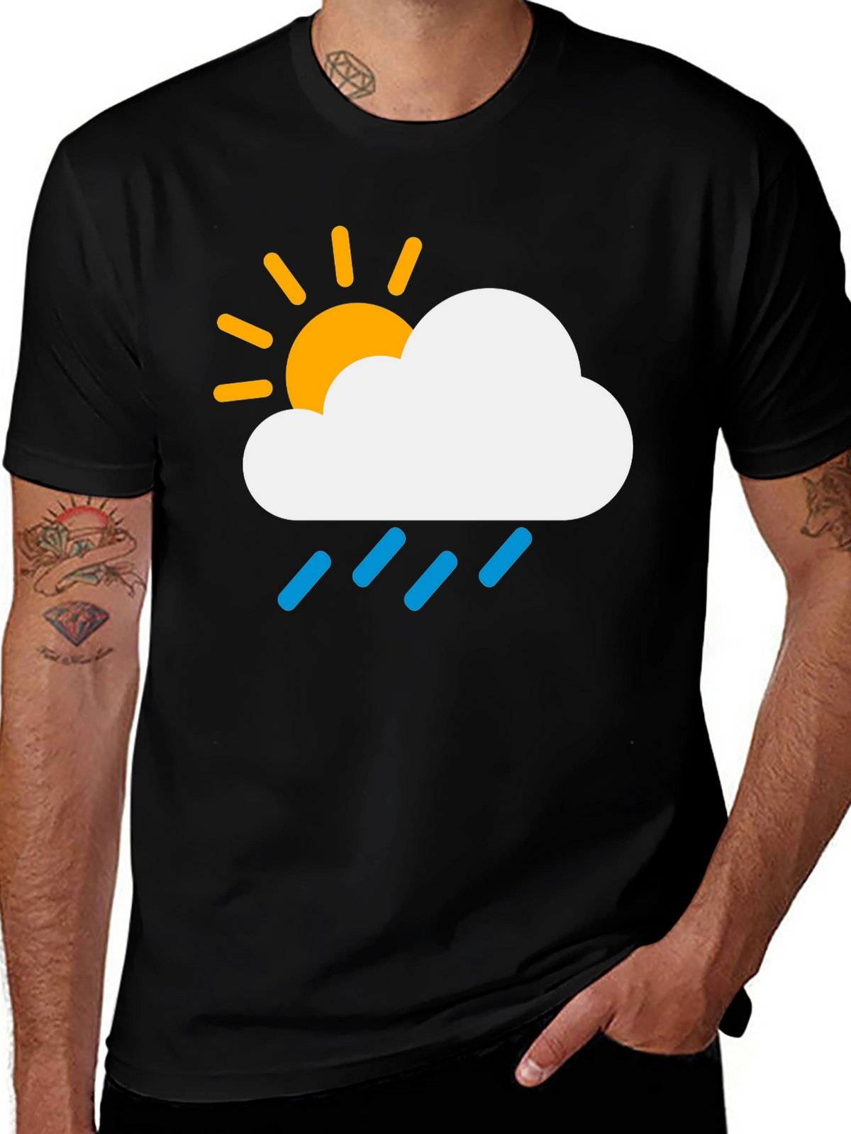Weather Cloud Graphic Tee - Sunny Rainy Day T-Shirt