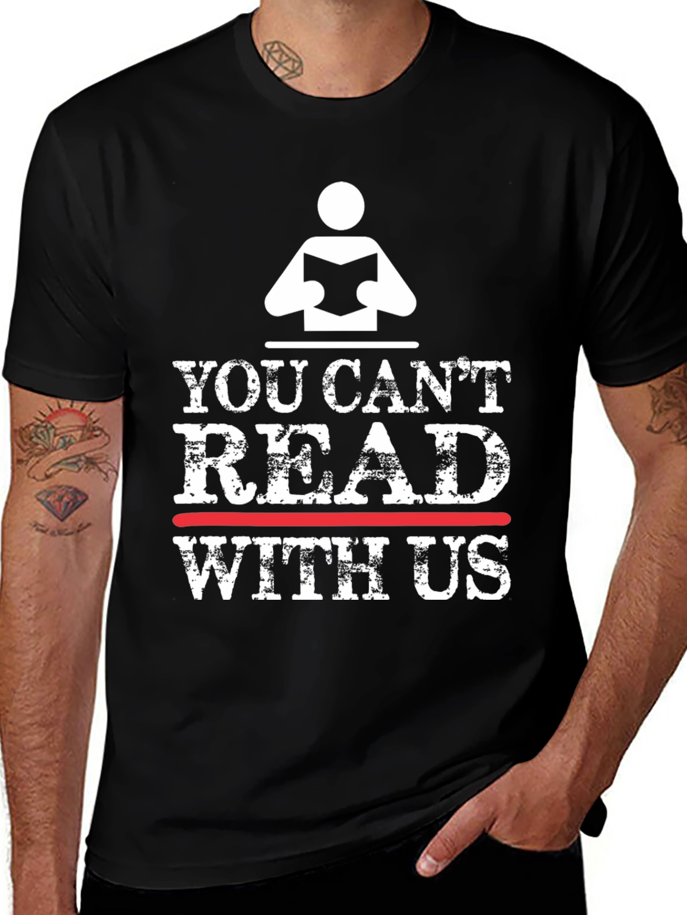 You Cant Read With Us Black T-Shirt