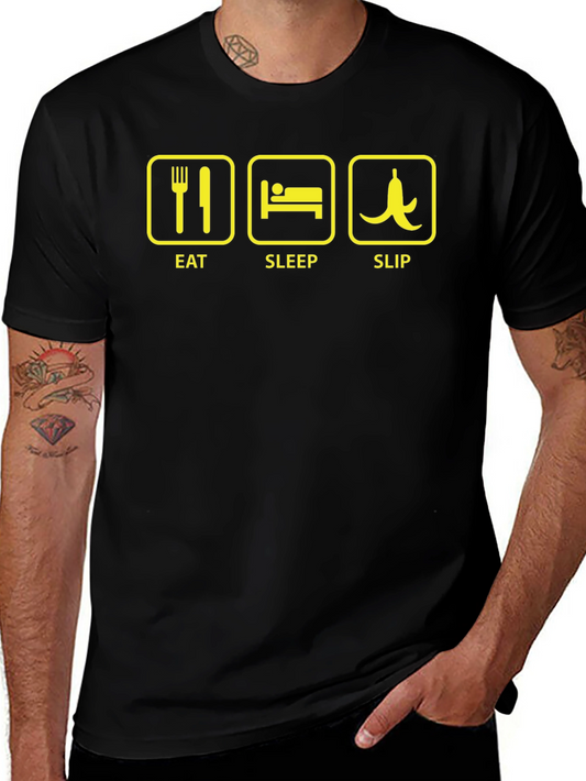 Eat Sleep Slip Funny Graphic T-Shirt
