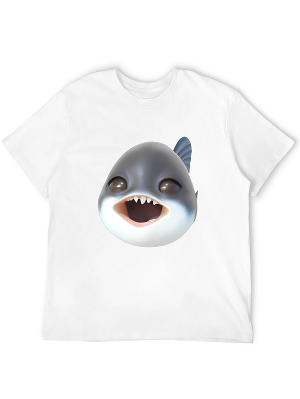 Cartoon Piranha Head Black T-Shirt