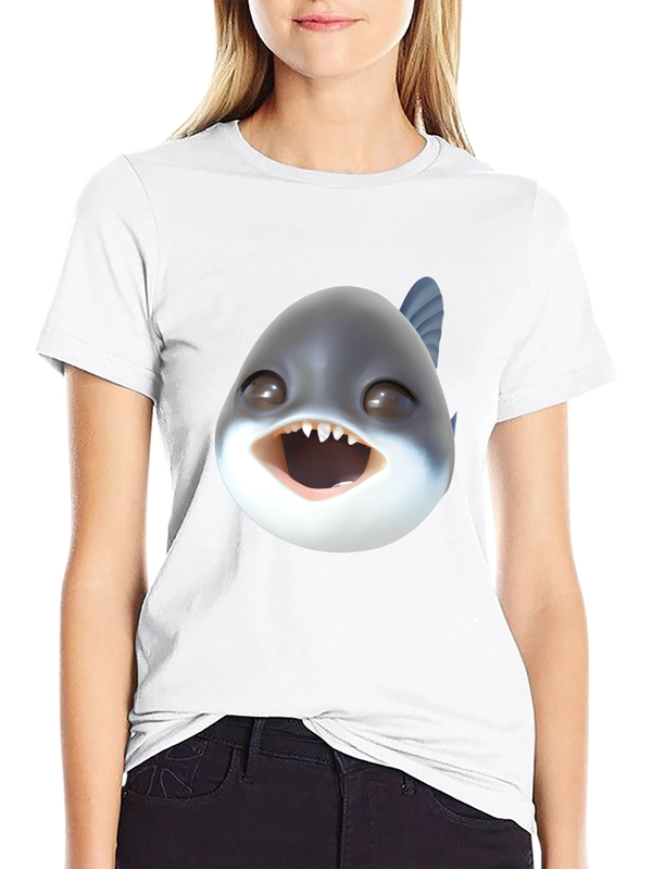 Cartoon Piranha Head Black T-Shirt