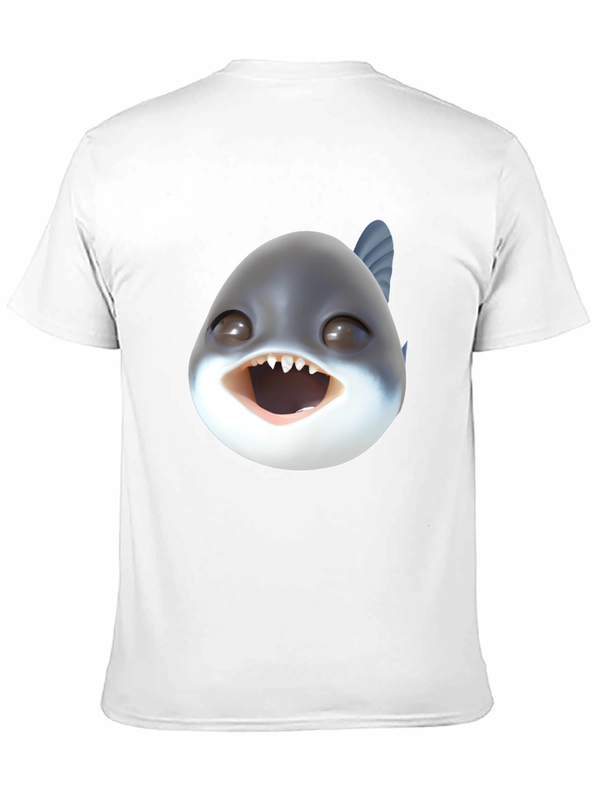 Cartoon Piranha Head Black T-Shirt