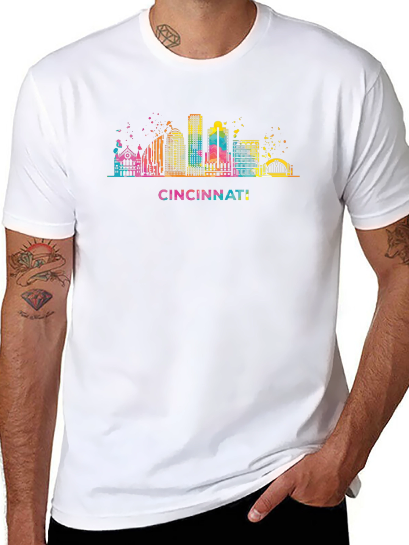 Cincinnati Skyline Graphic Tee - Black Cotton T-Shirt
