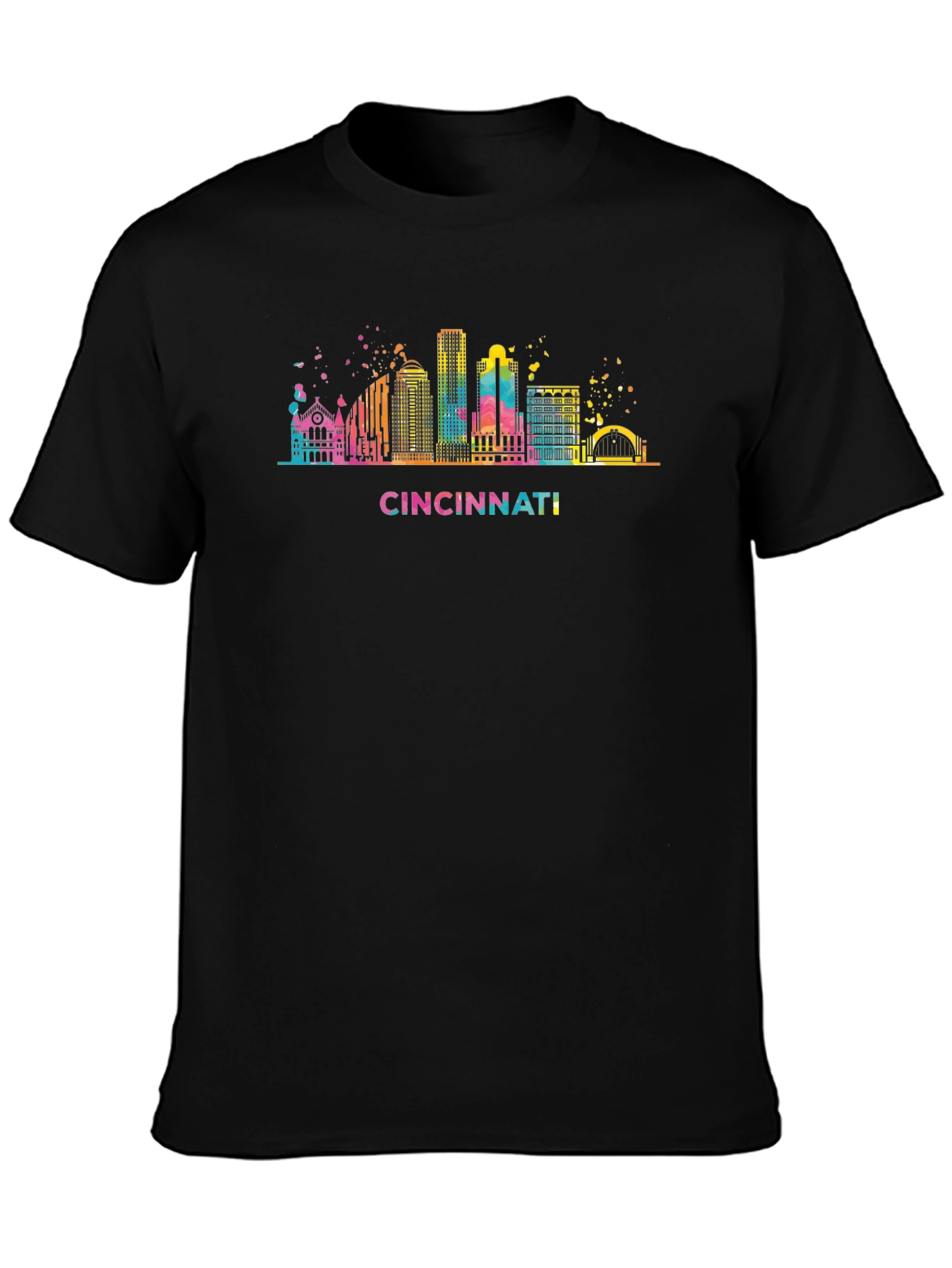 Cincinnati Skyline Graphic Tee - Black Cotton T-Shirt