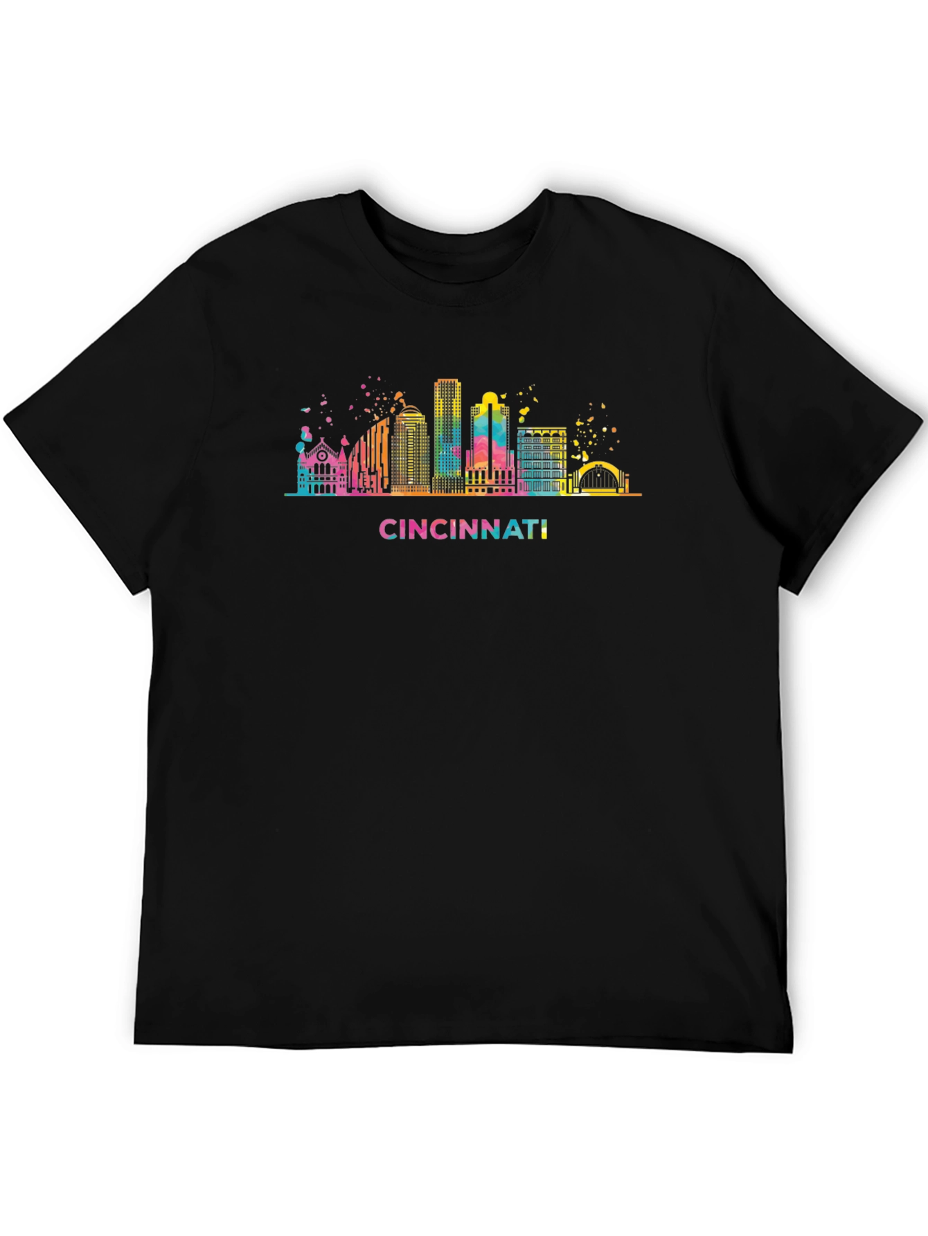 Cincinnati Skyline Graphic Tee - Black Cotton T-Shirt