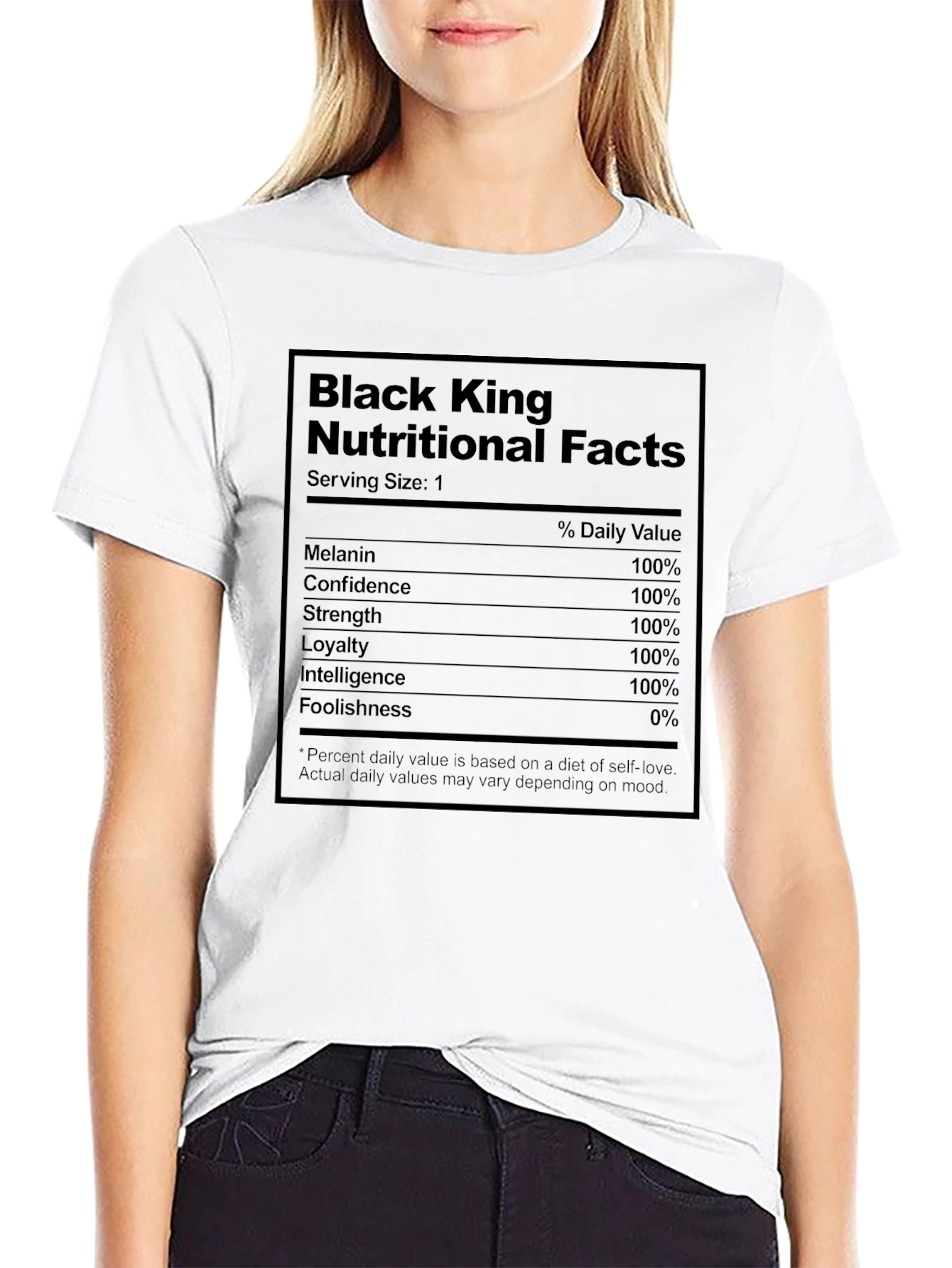 Black King Nutritional Facts Graphic T-Shirt