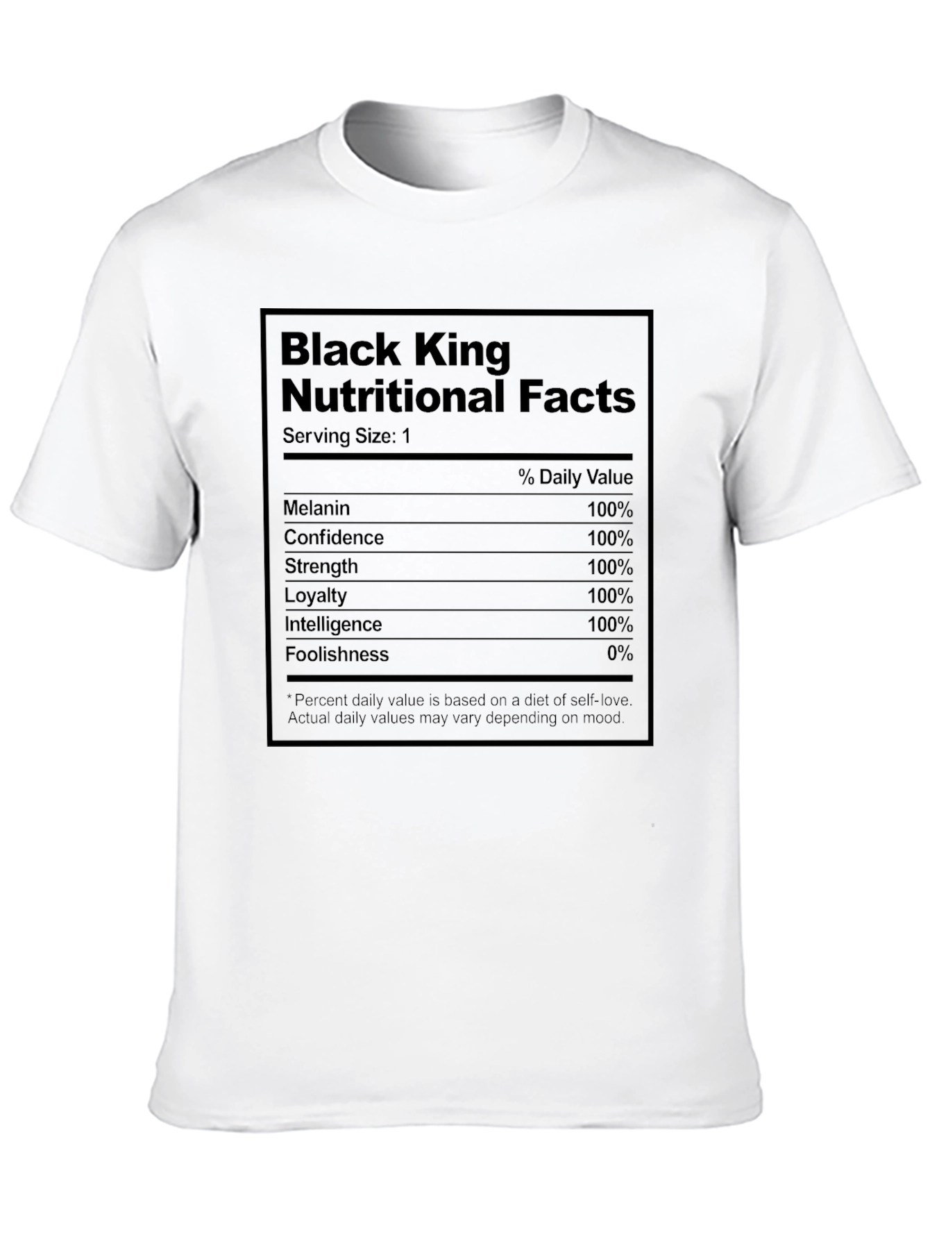Black King Nutritional Facts Graphic T-Shirt