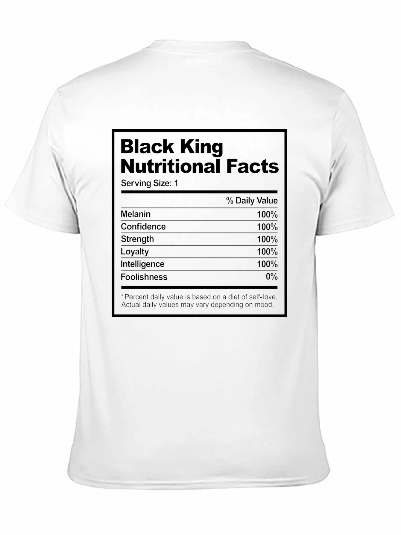 Black King Nutritional Facts Graphic T-Shirt