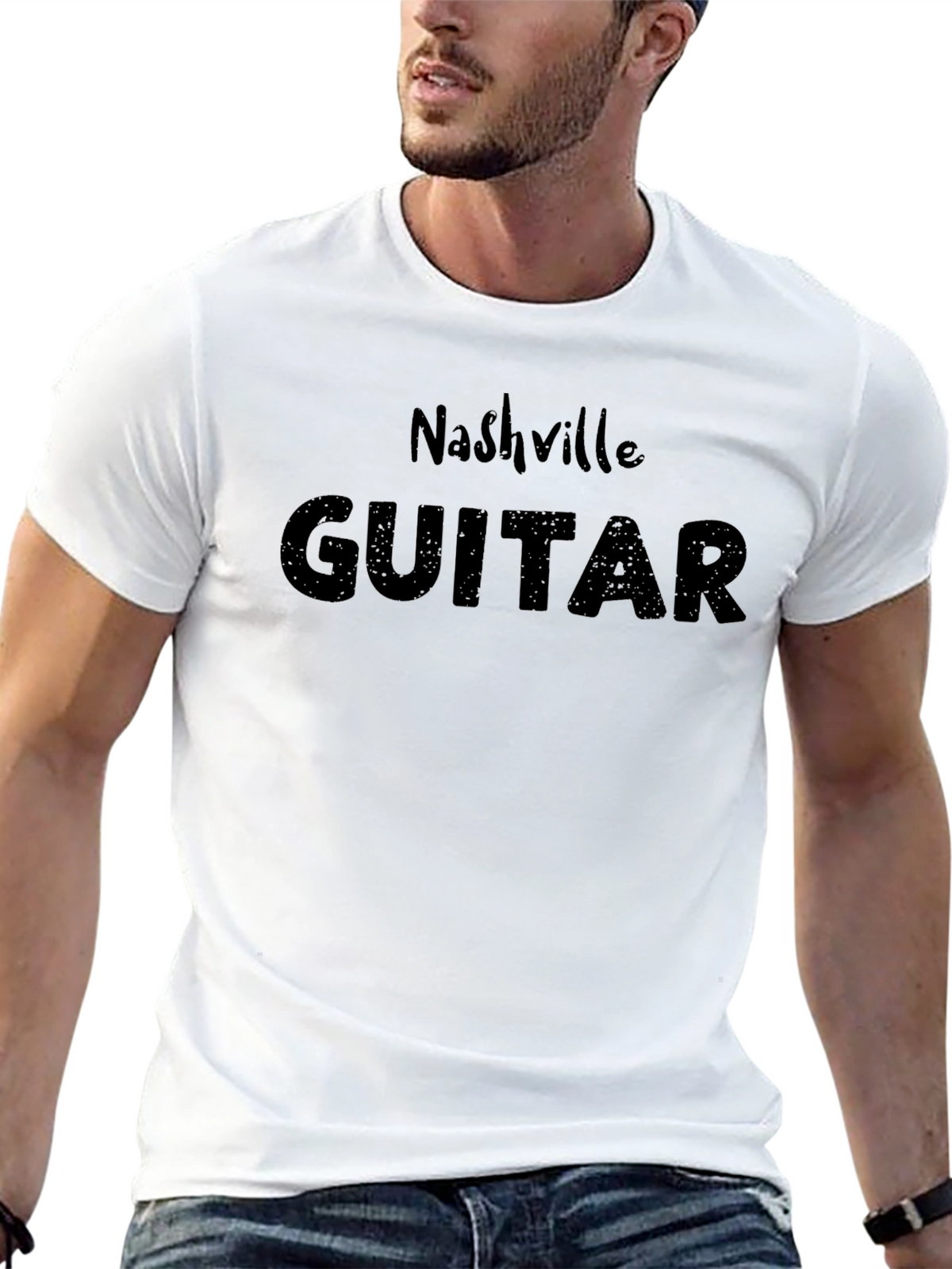 Nashville Guitar Black Graphic T-Shirt