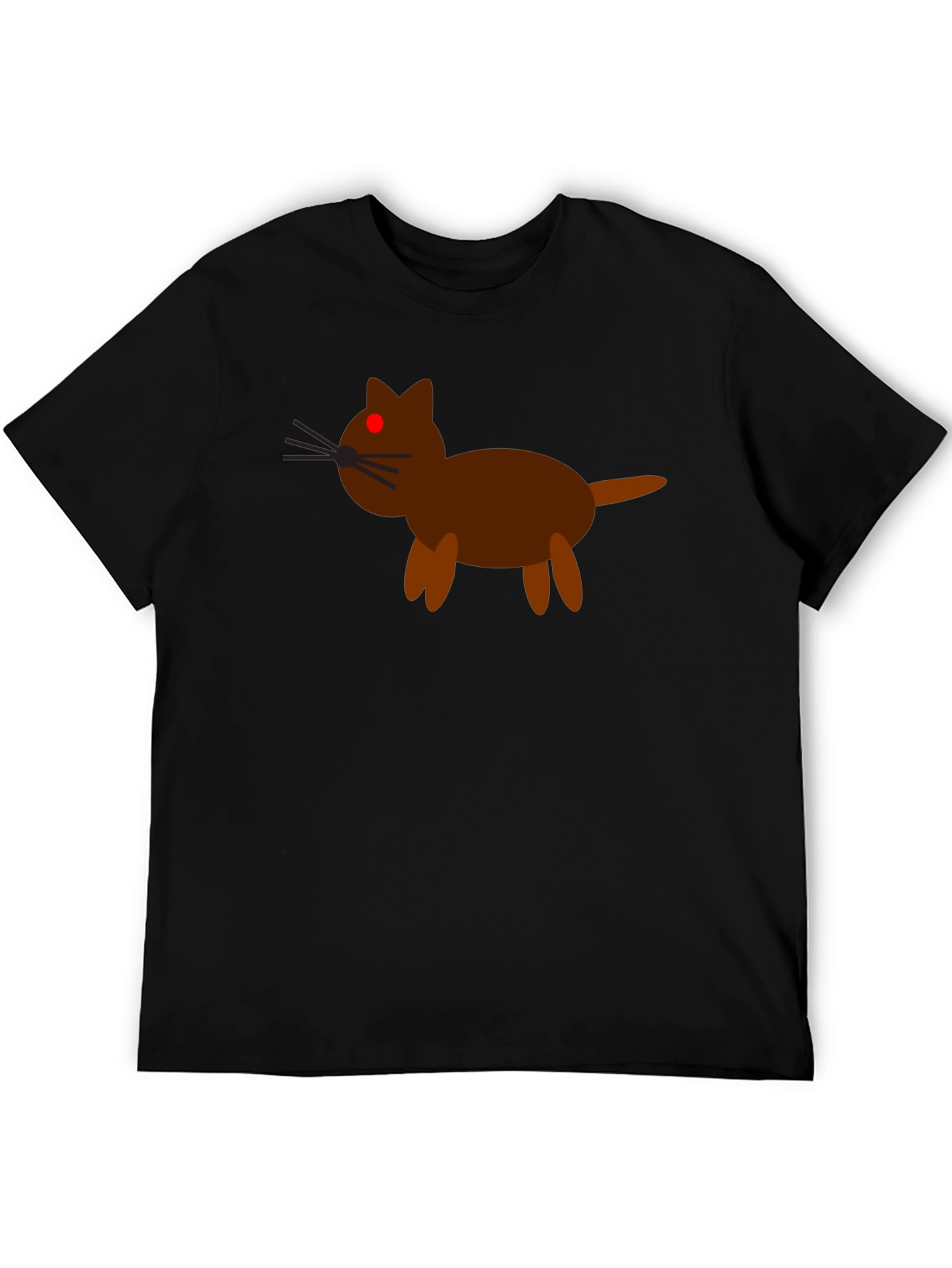 Cartoon Cat Graphic Tee - Black Cotton Casual Shirt