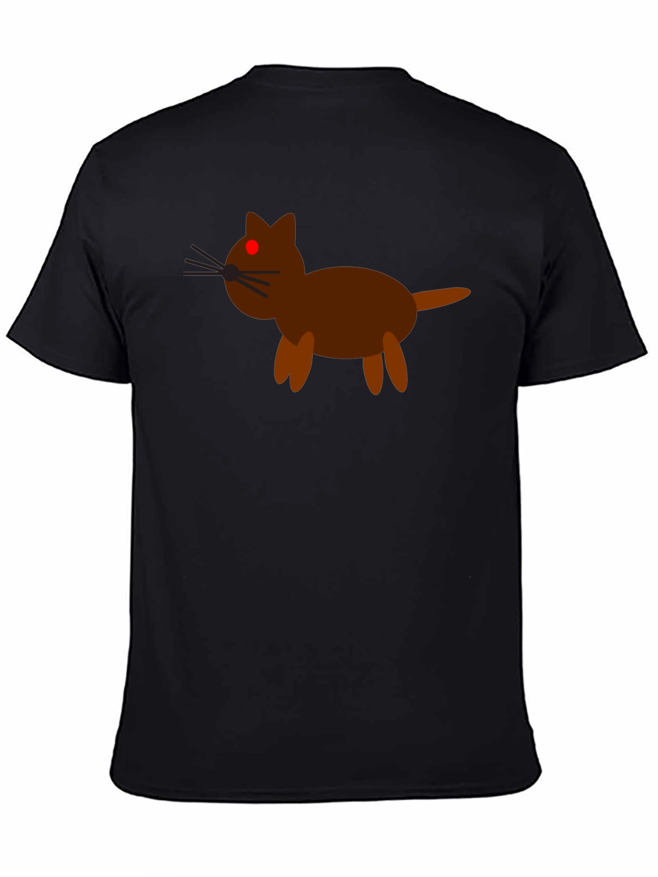 Cartoon Cat Graphic Tee - Black Cotton Casual Shirt