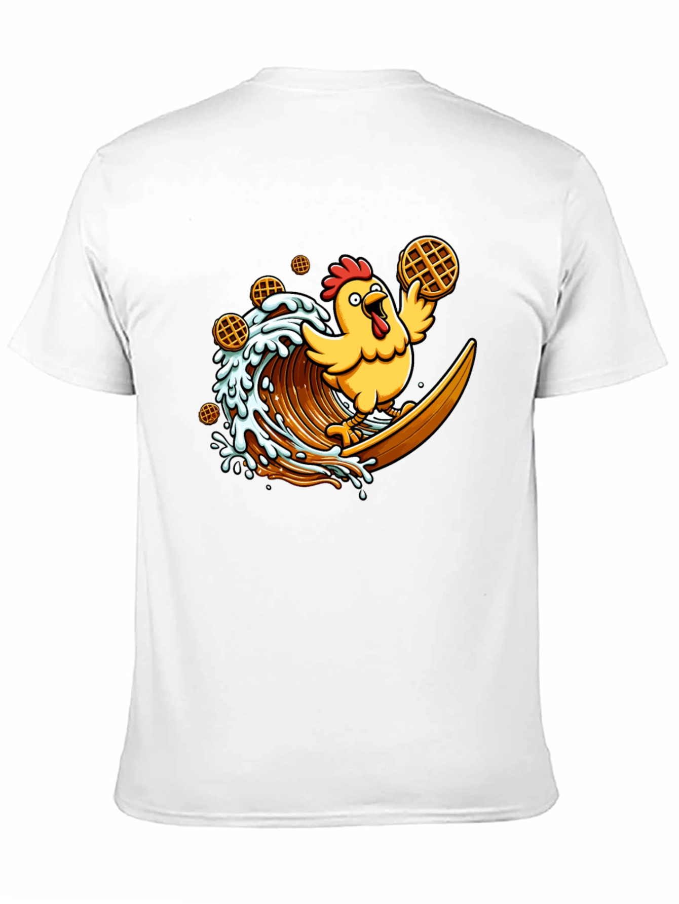 Chicken & Waffles Surfing Black T-Shirt