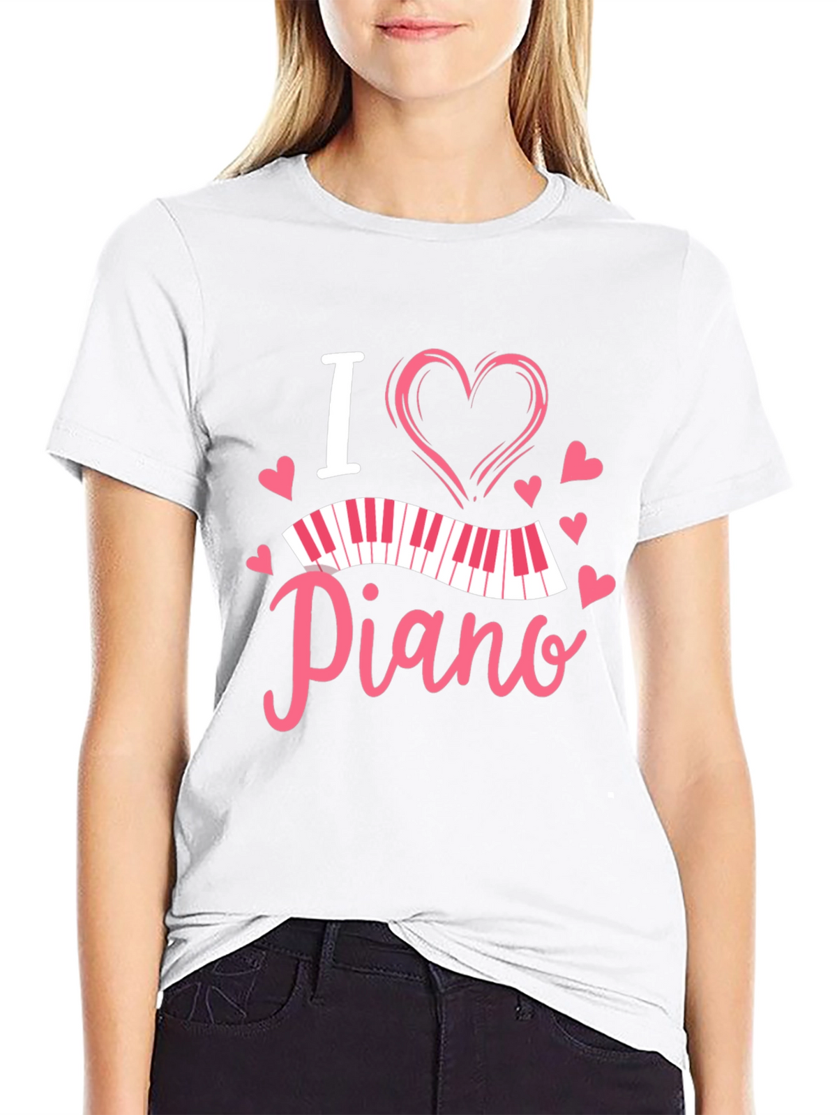 I Heart Piano Black T-Shirt