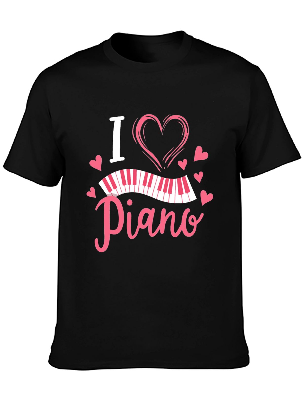 I Heart Piano Black T-Shirt