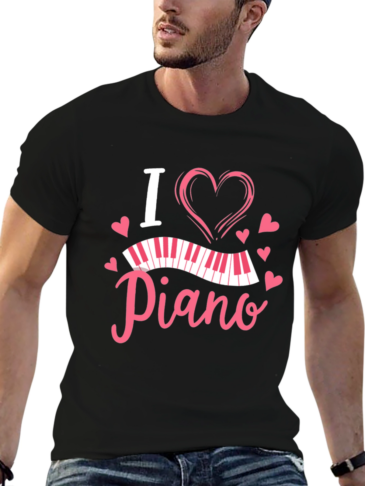 I Heart Piano Black T-Shirt