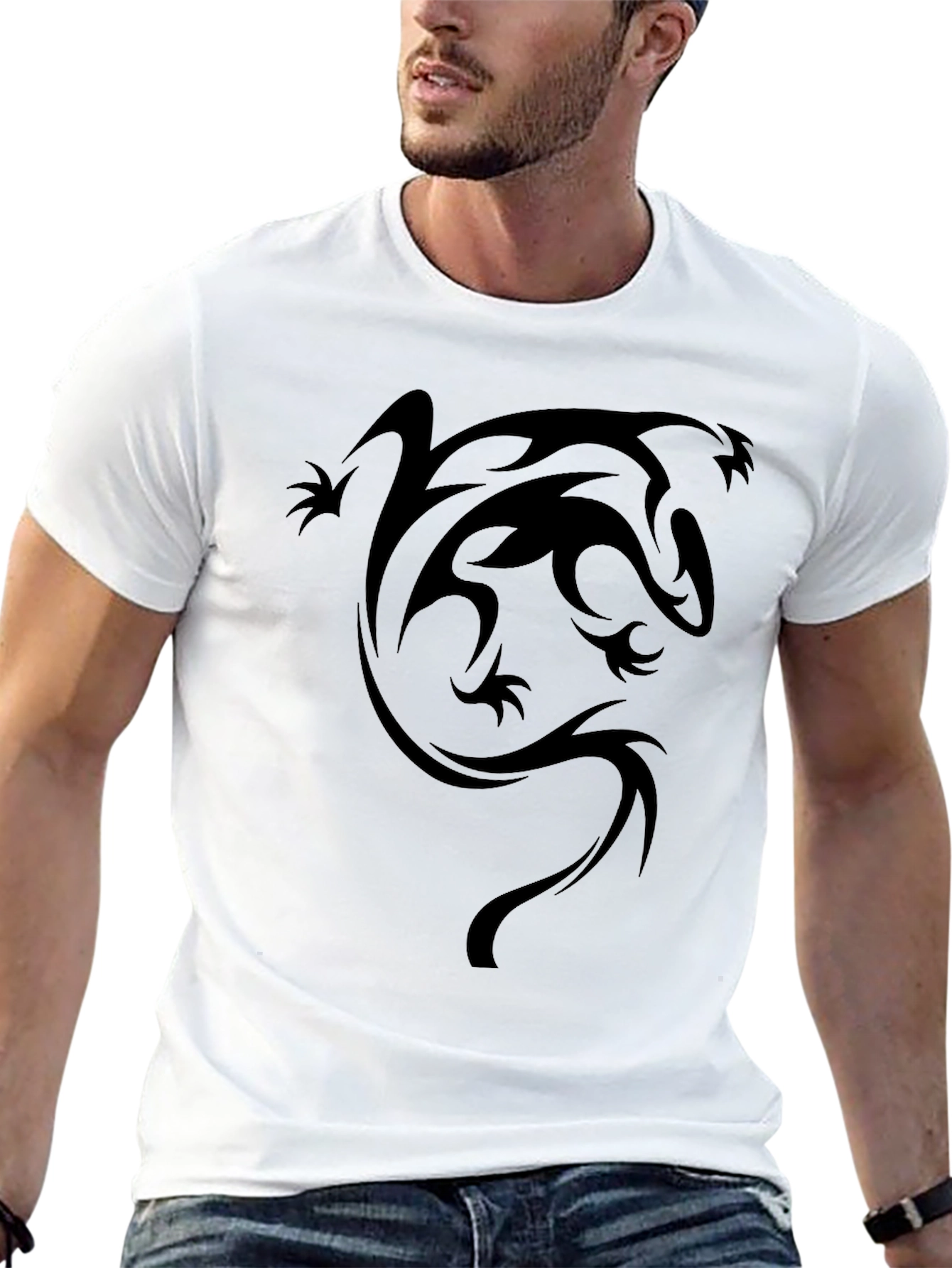 Tribal Dragon Graphic Black T-Shirt