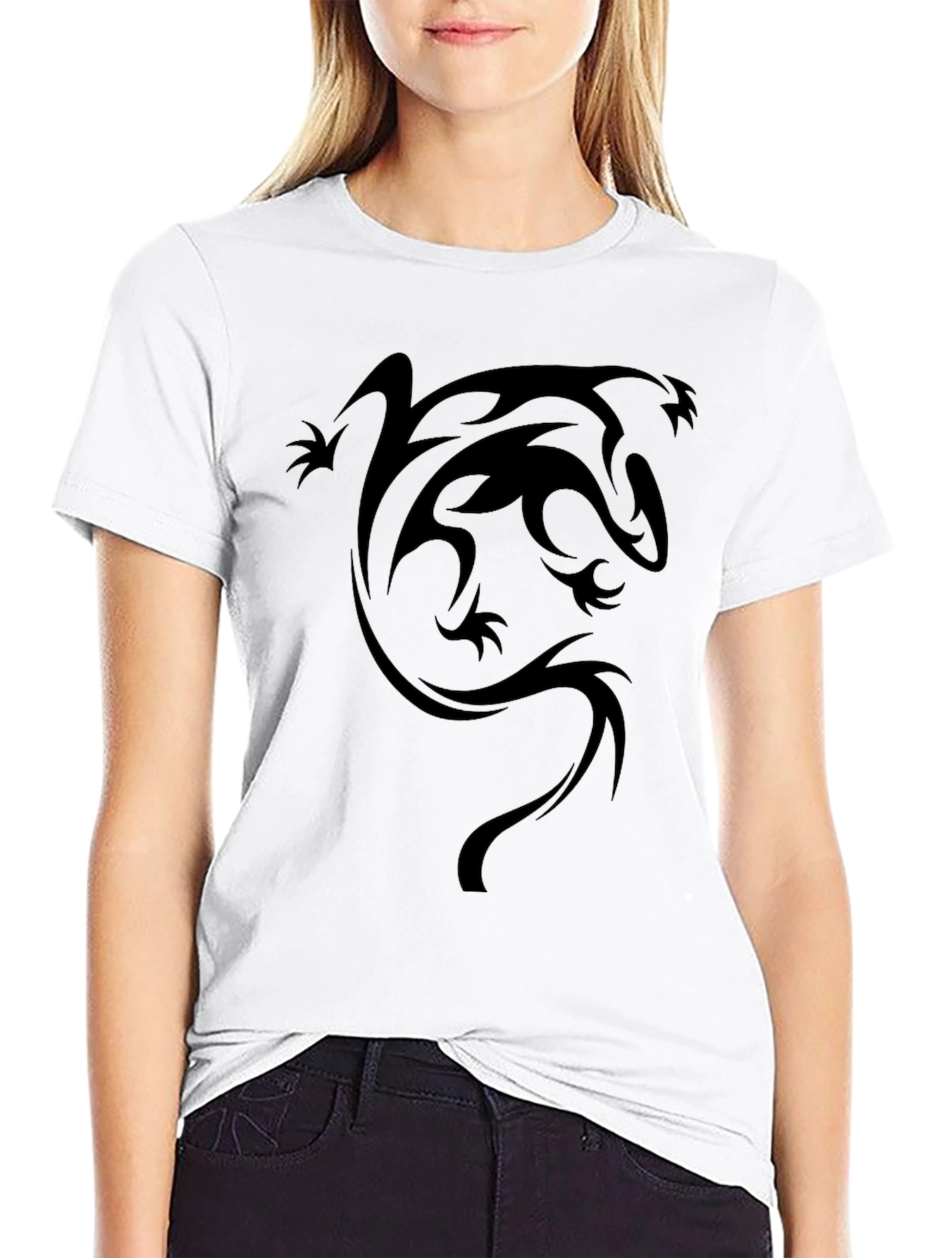 Tribal Dragon Graphic Black T-Shirt