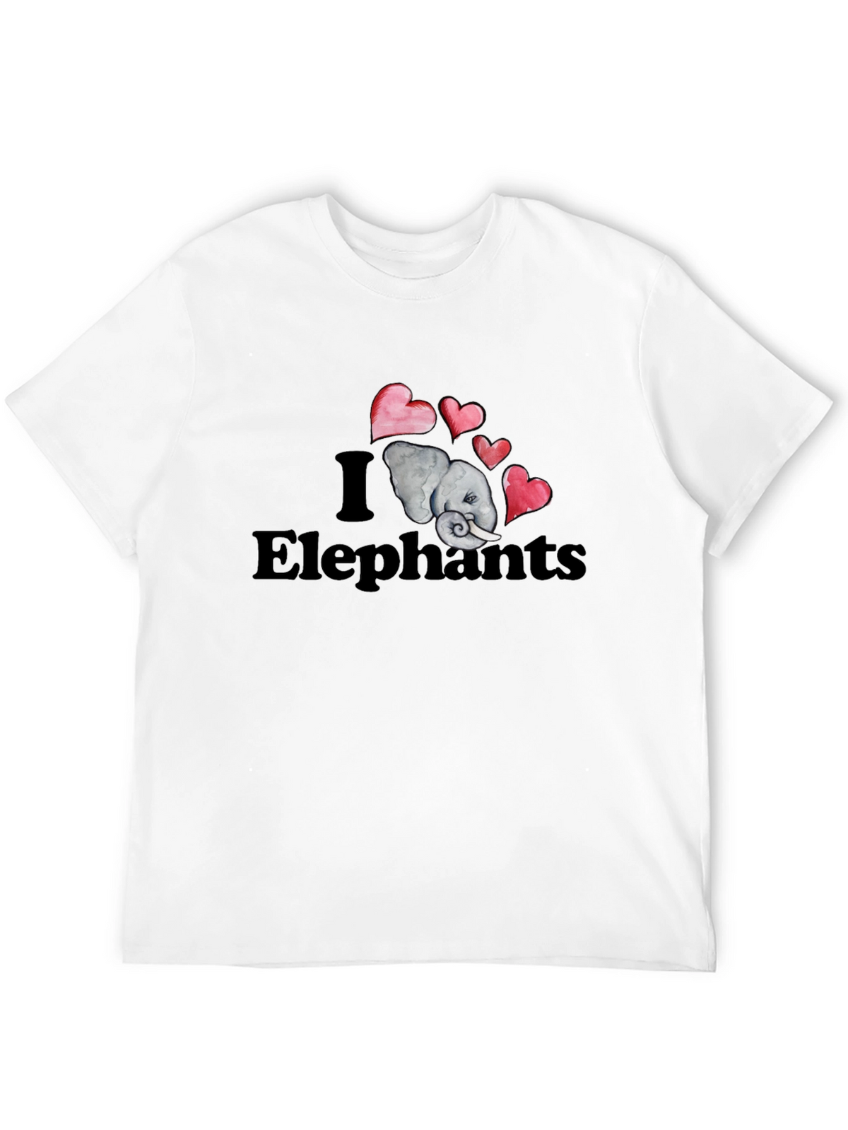 I Love Elephants Graphic T-Shirt - Black