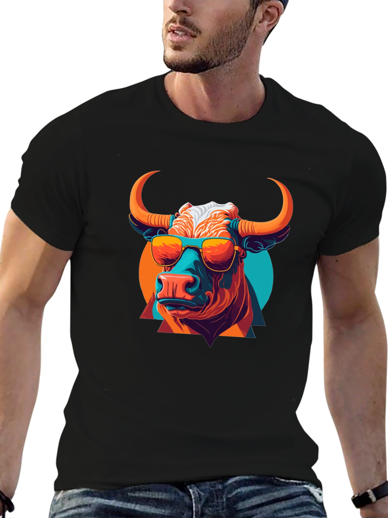 Cool Bull Graphic Tee - Stylish Black Cotton T-Shirt