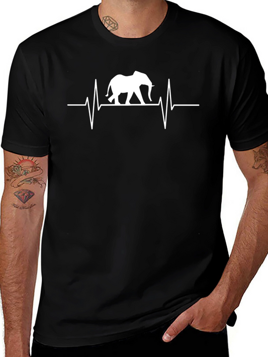 Elephant Heartbeat Graphic Tee - Black