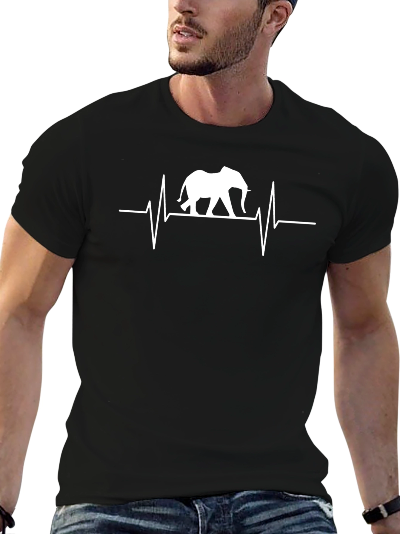 Elephant Heartbeat Graphic Tee - Black