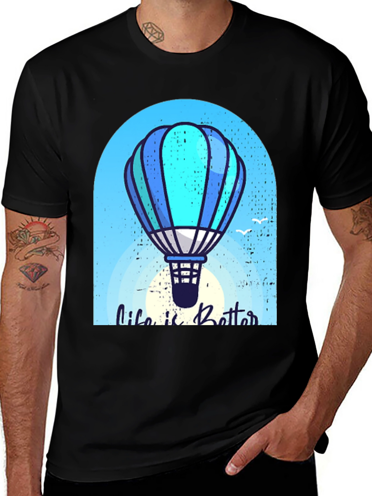 Life is Better Hot Air Balloon Graphic Tee