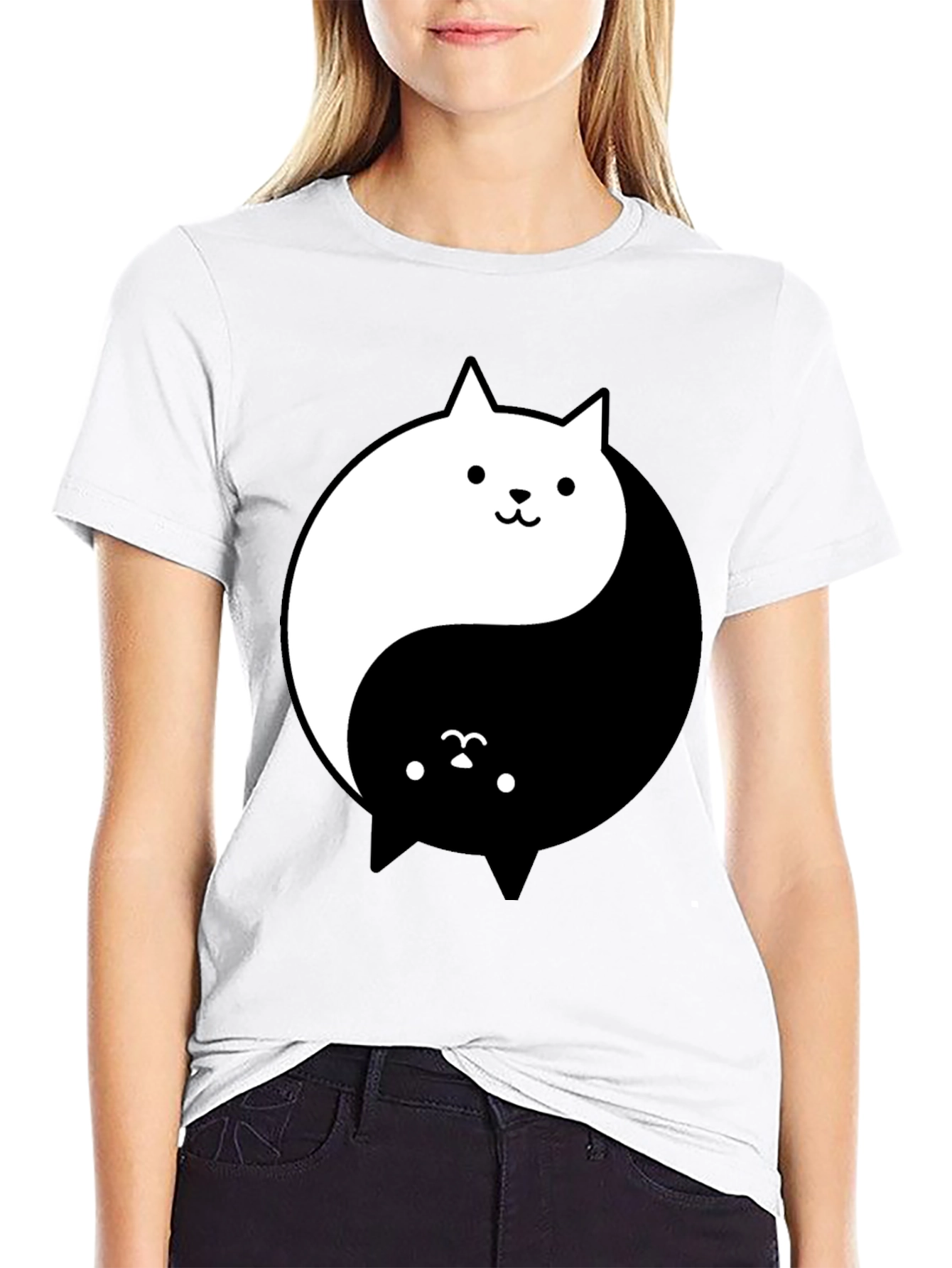 Yin Yang Cats T-Shirt - Balance and Style