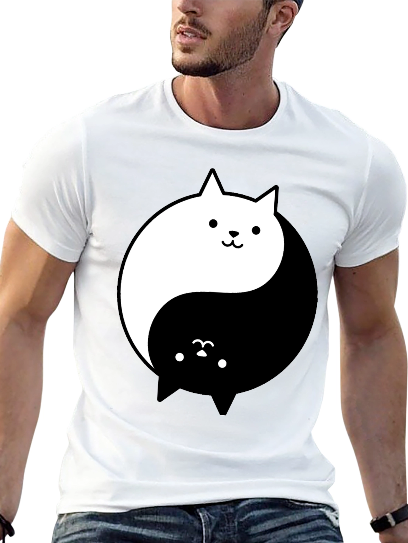 Yin Yang Cats T-Shirt - Balance and Style