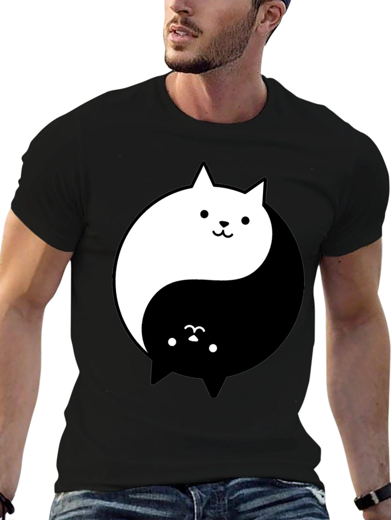 Yin Yang Cats T-Shirt - Balance and Style