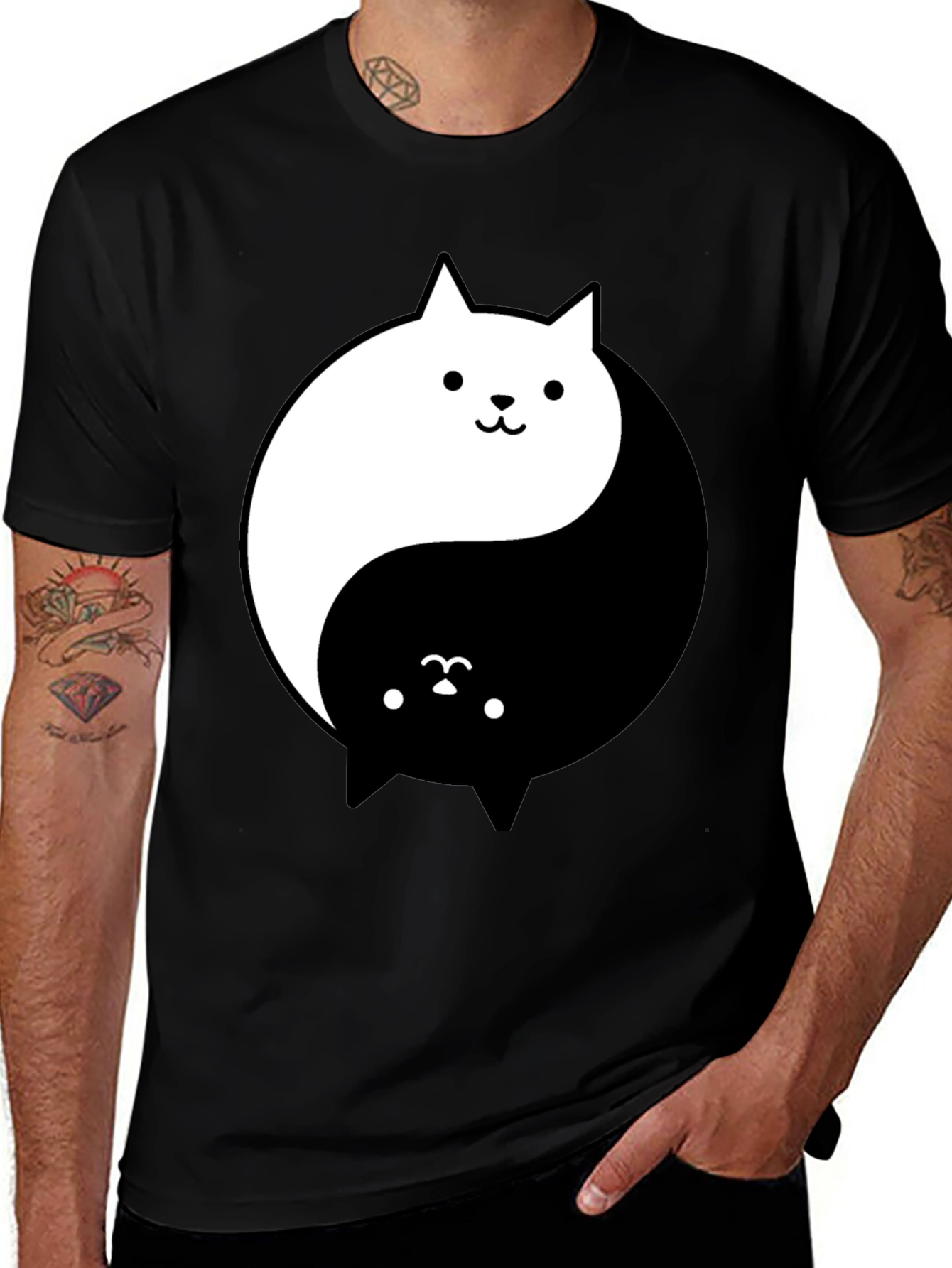 Yin Yang Cats T-Shirt - Balance and Style