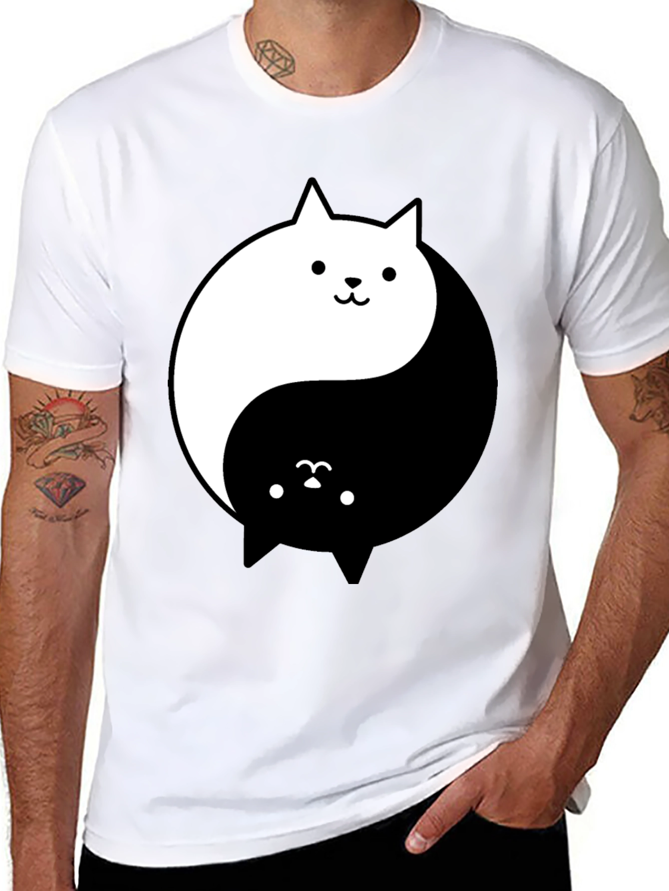Yin Yang Cats T-Shirt - Balance and Style