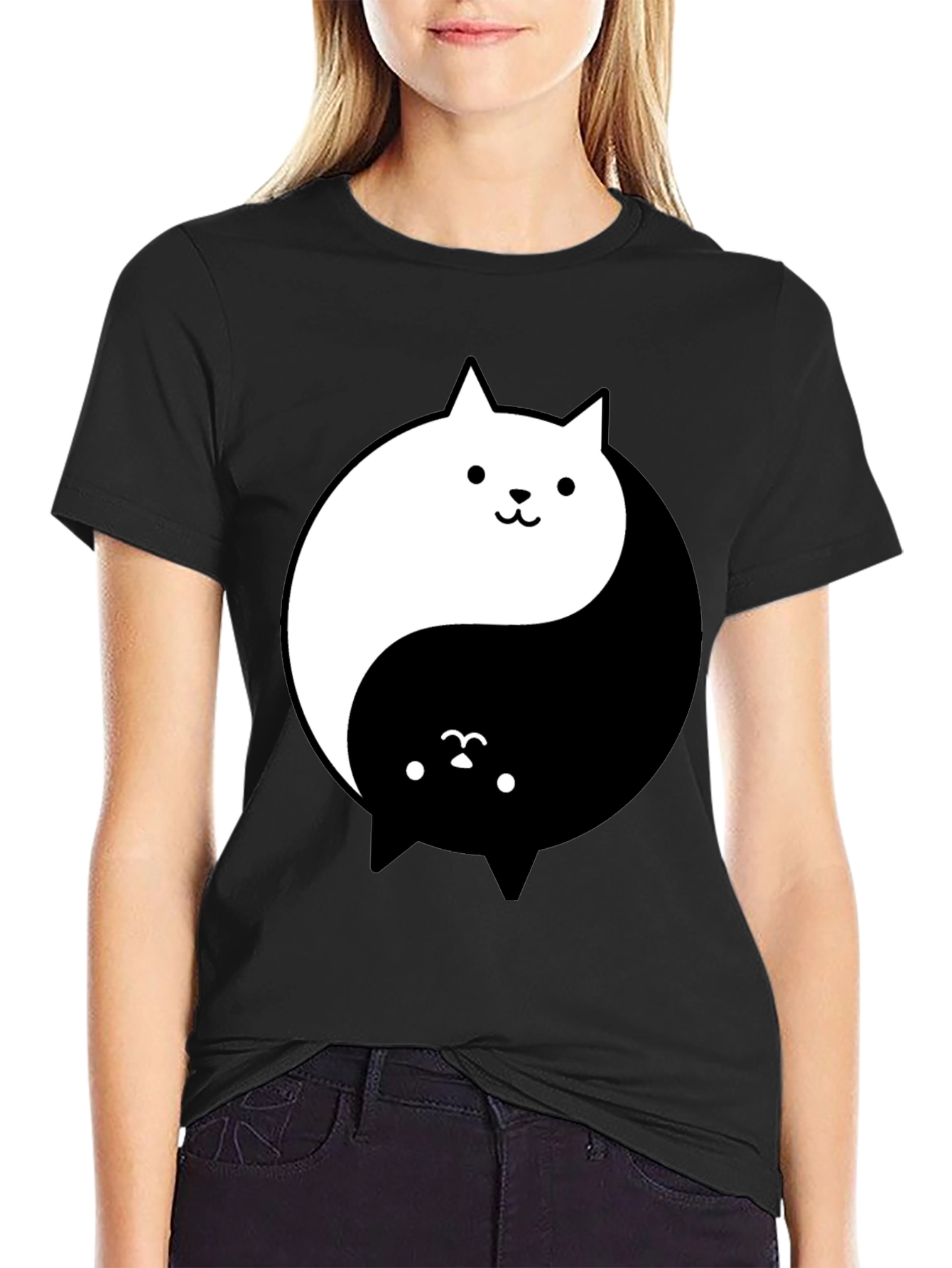 Yin Yang Cats T-Shirt - Balance and Style