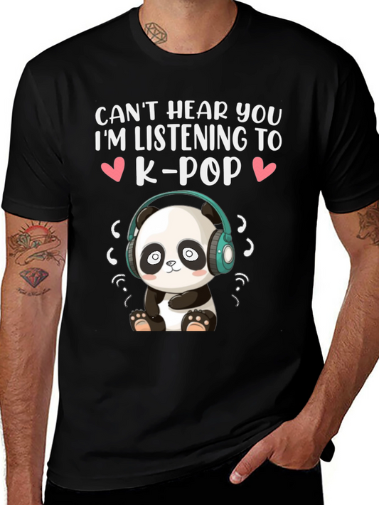 K-Pop Panda Graphic Tee - Music Lover Shirt