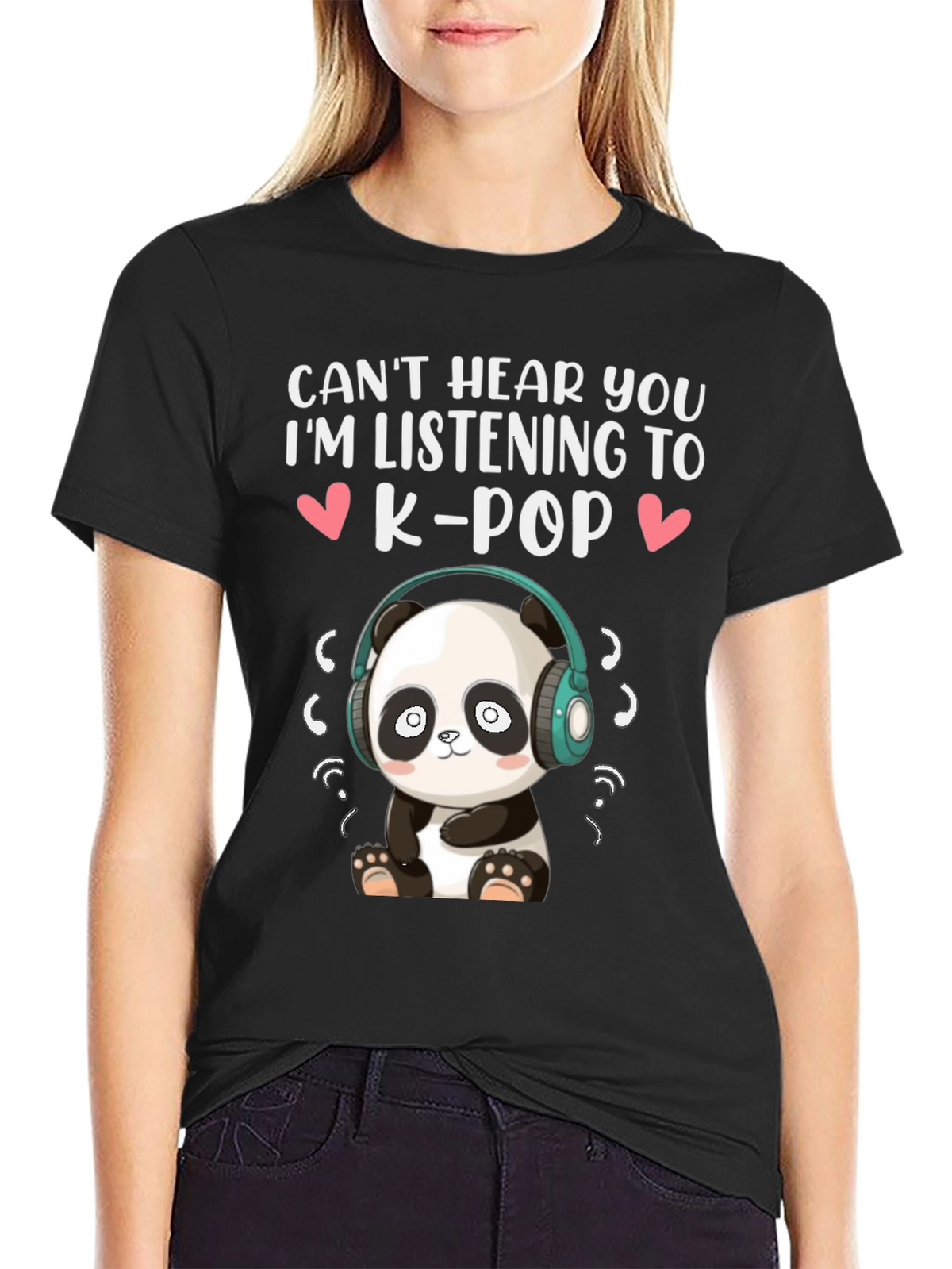 K-Pop Panda Graphic Tee - Music Lover Shirt