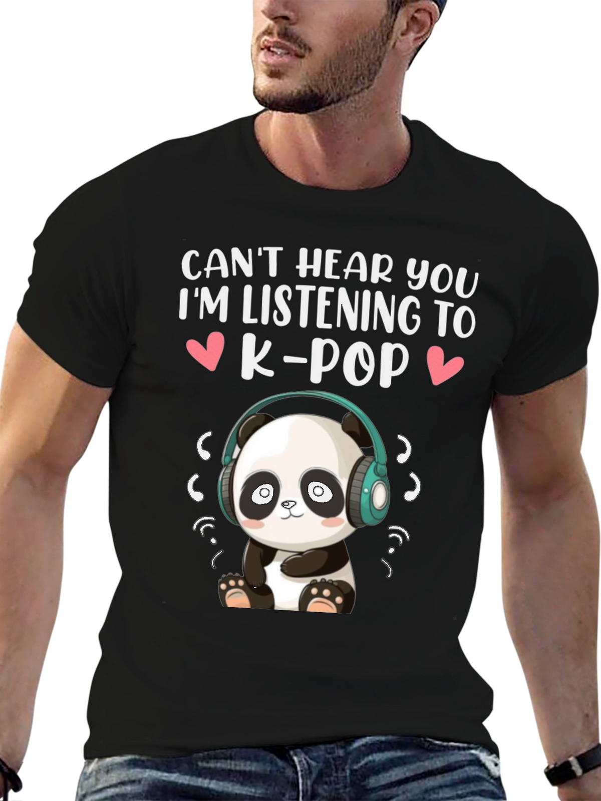 K-Pop Panda Graphic Tee - Music Lover Shirt