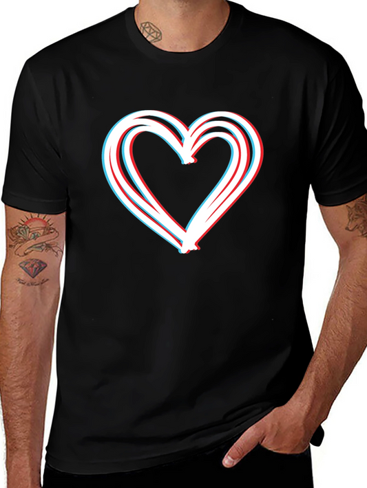 Retro 3D Heart T-Shirt - Unique Valentines Day Gift