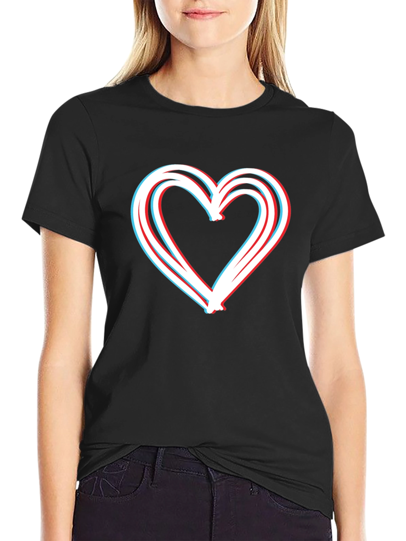Retro 3D Heart T-Shirt - Unique Valentines Day Gift