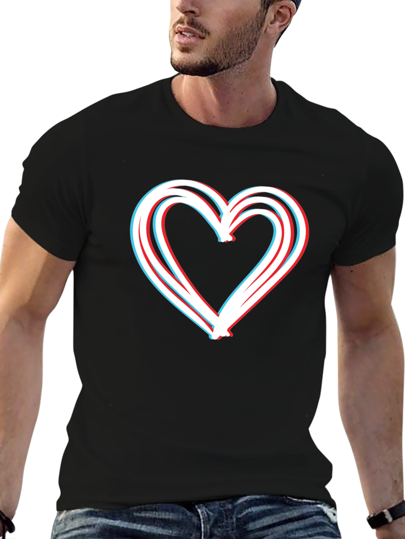 Retro 3D Heart T-Shirt - Unique Valentines Day Gift