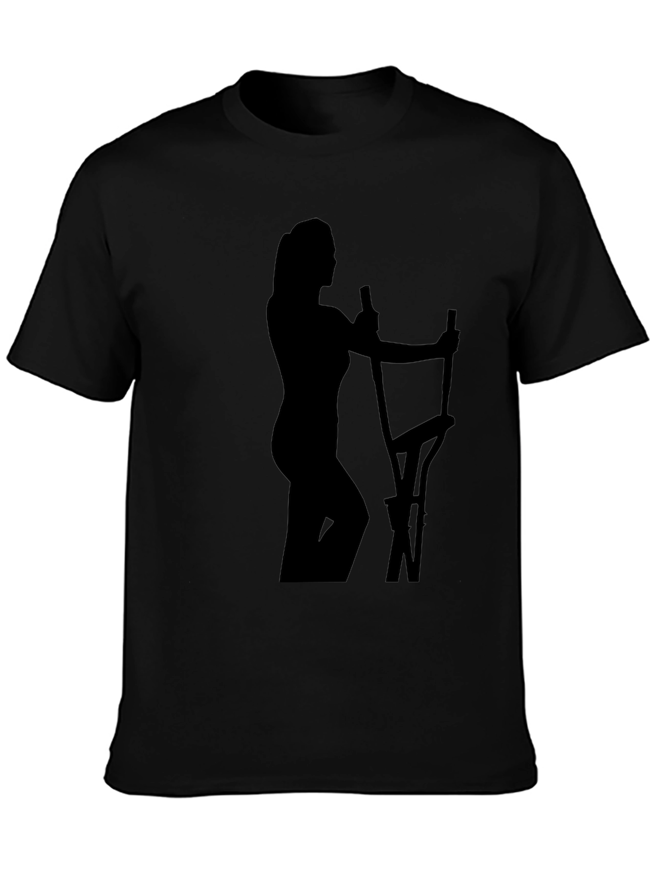 Woman on Elliptical Black T-Shirt - Workout Apparel