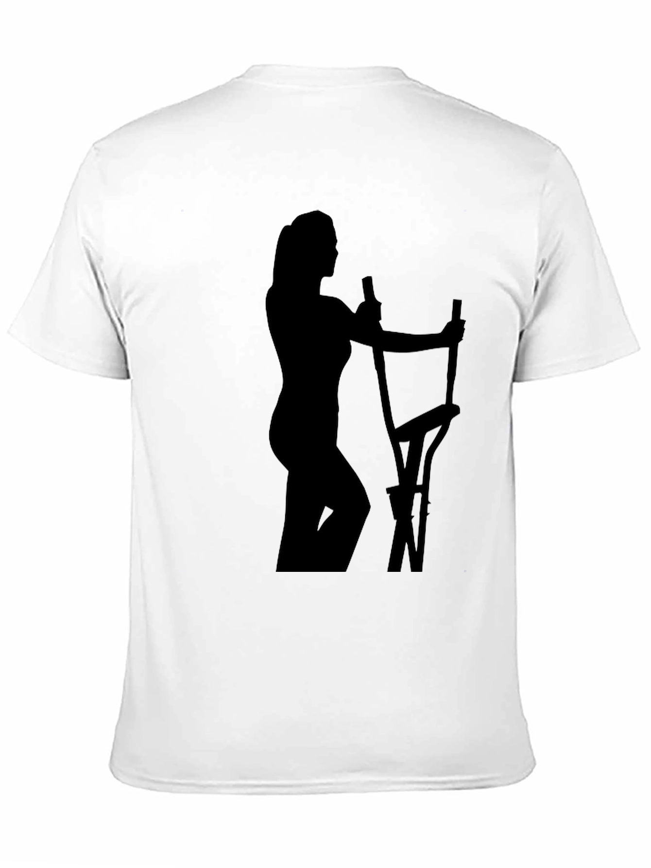 Woman on Elliptical Black T-Shirt - Workout Apparel