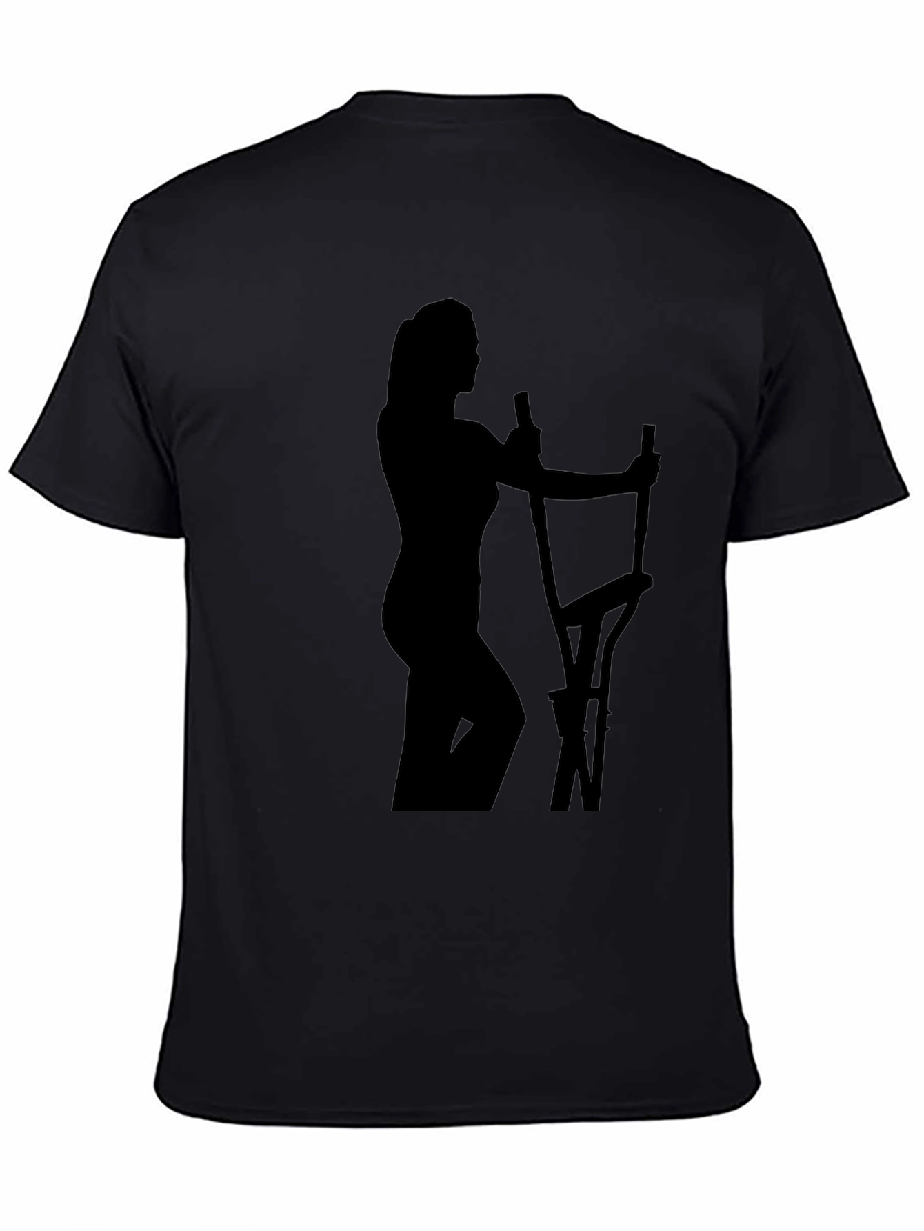 Woman on Elliptical Black T-Shirt - Workout Apparel