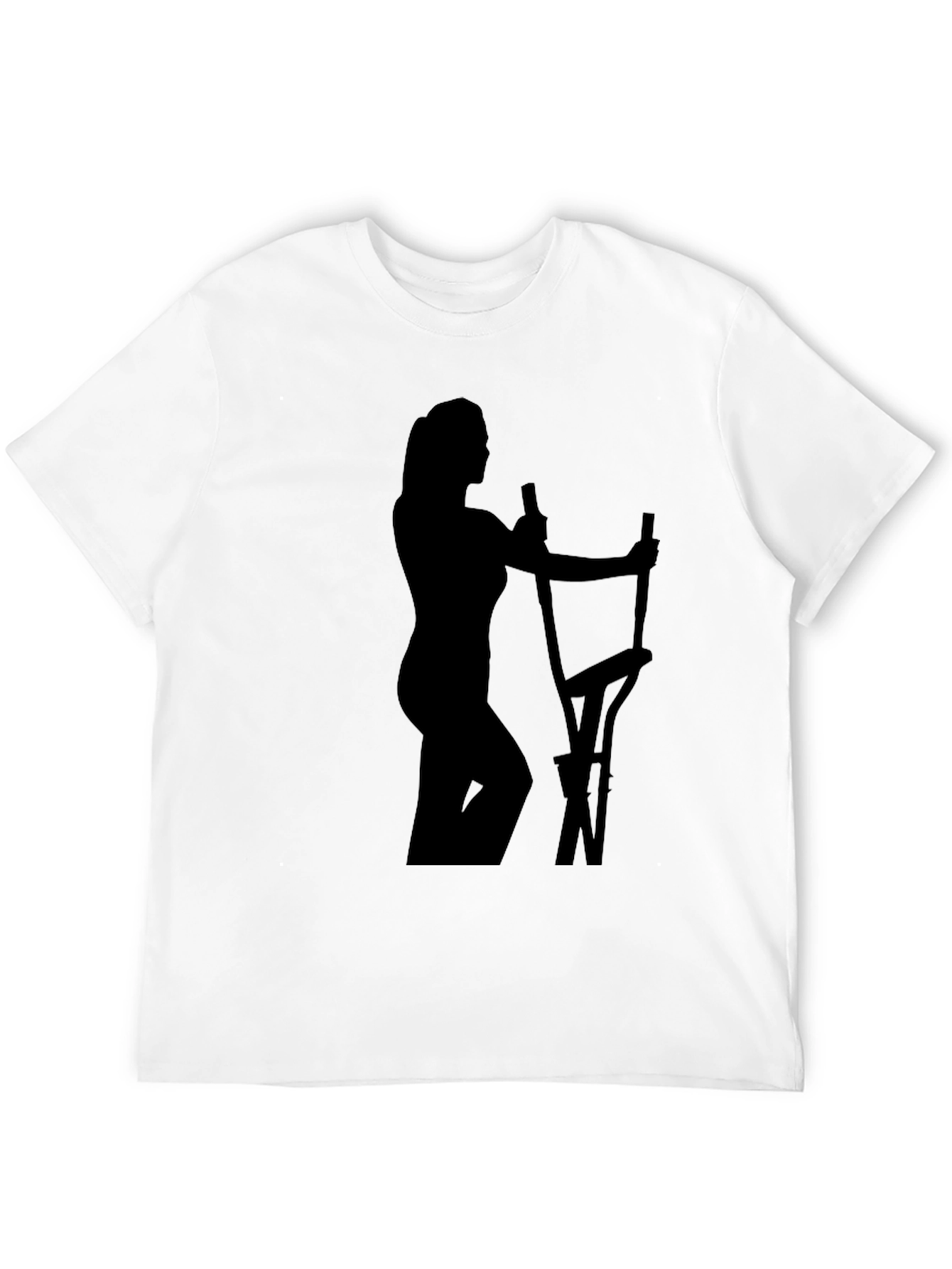 Woman on Elliptical Black T-Shirt - Workout Apparel