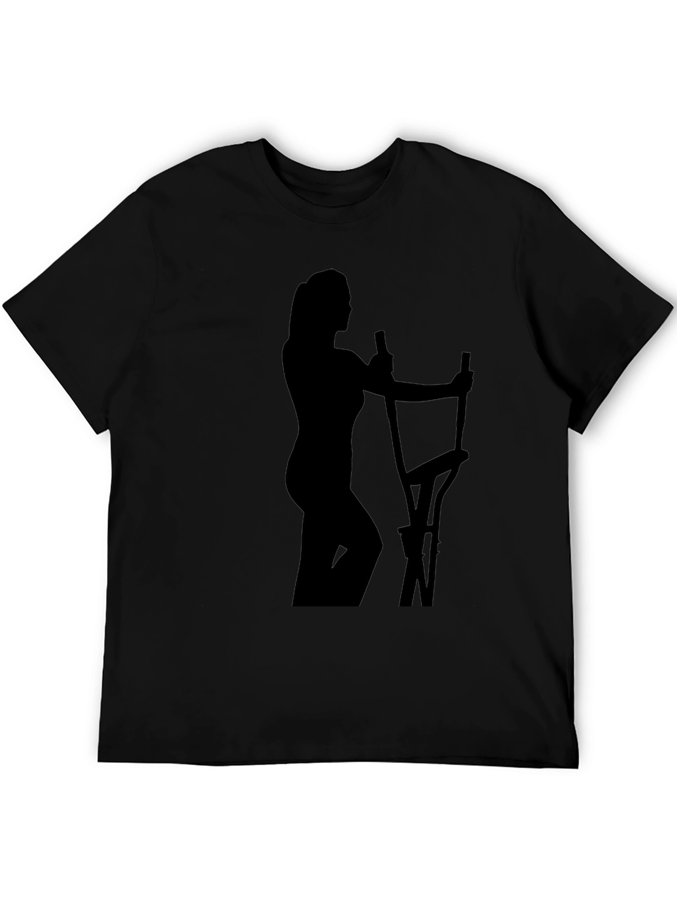 Woman on Elliptical Black T-Shirt - Workout Apparel