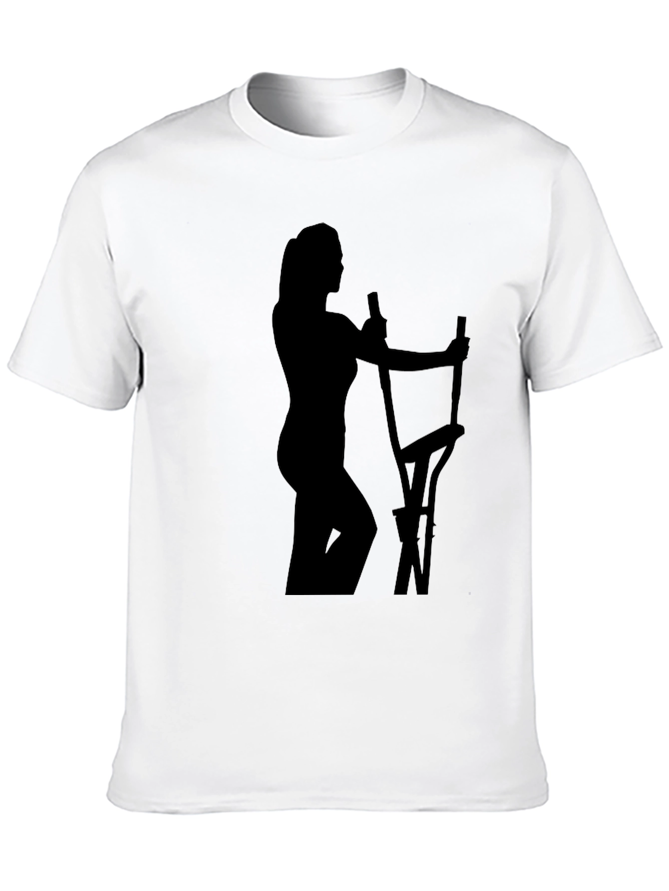 Woman on Elliptical Black T-Shirt - Workout Apparel