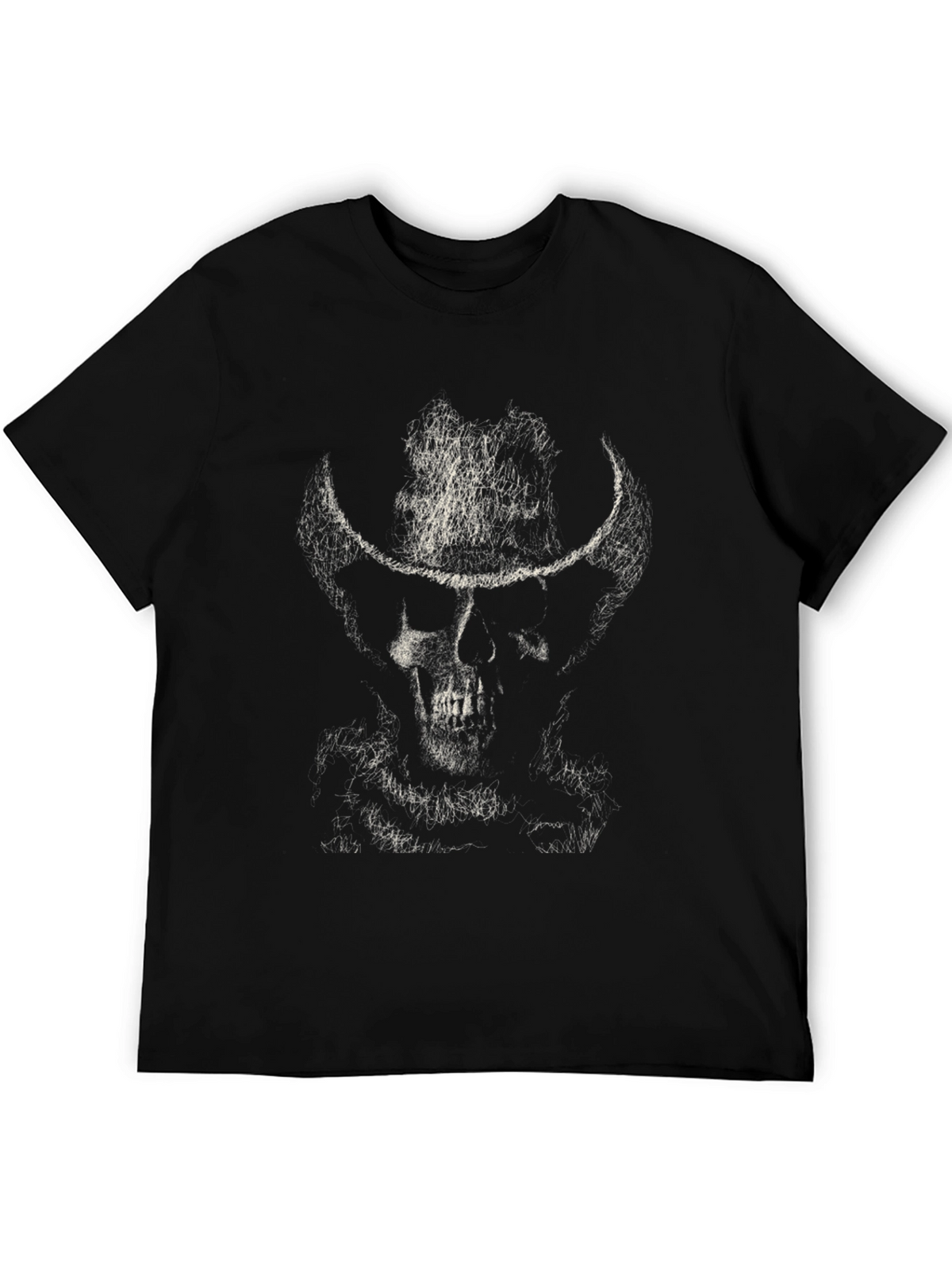 Cowboy Skull Graphic T-Shirt - Mens Black Tee